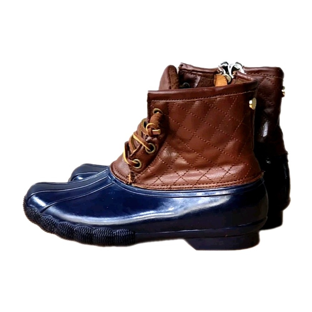 Steve Madden Blue/Brown Rain/Duck Boots Quilted Fleece Lined Women's Size 6